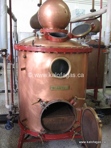 Old copper Still, used to make Ouzo inside of the Tsantali winery located in Agios Pavlos, Halkidiki, Greece