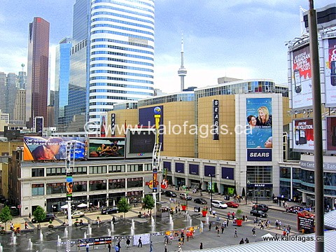 High atop of the corner of Yonge & Dundas, downtown Toronto