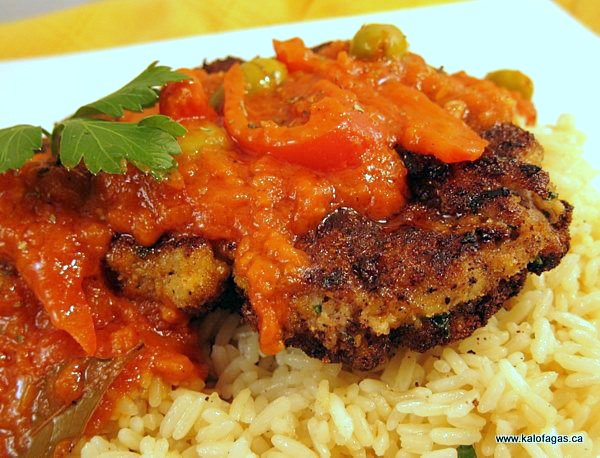 Schnitzel with Smyrneiko Sauce | Kalofagas.ca